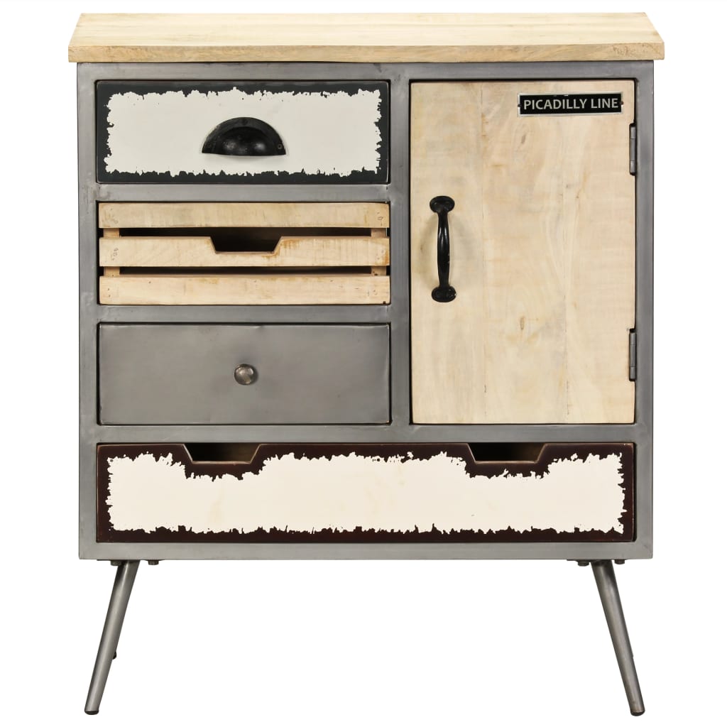 vidaXL Komoda z litego drewna mango i stali, 65 x 33 x 76 cm