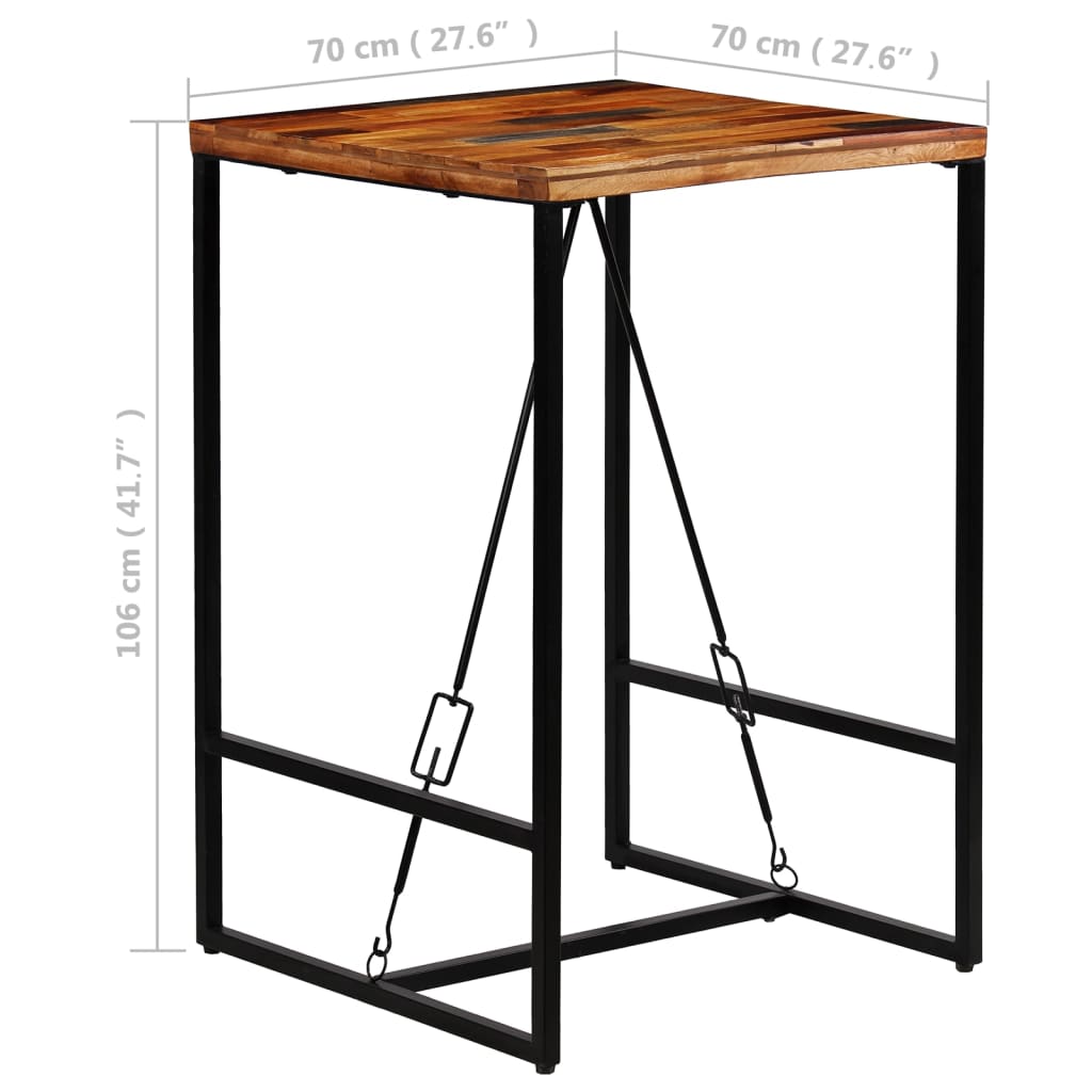 vidaXL Stolik barowy z litego drewna odzyskanego, 70 x 70 x 106 cm