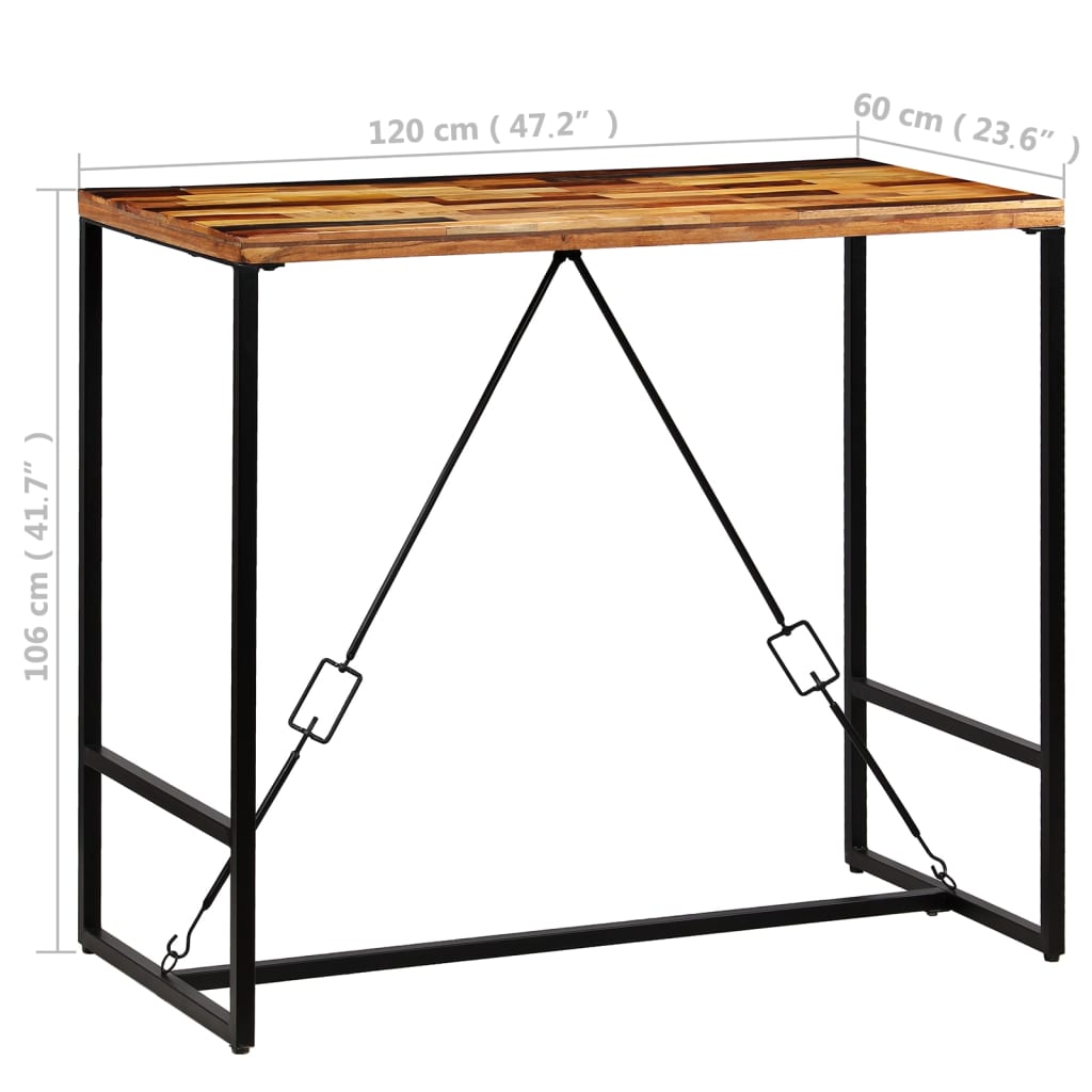 vidaXL Stolik barowy z litego drewna odzyskanego, 120 x 60 x 106 cm
