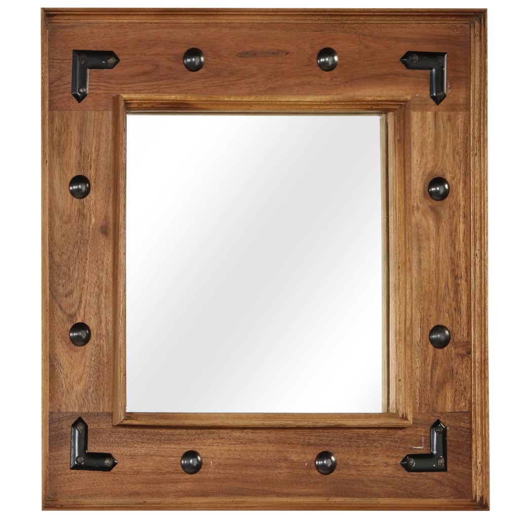 vidaXL Lustro z ramą z litego drewna akacjowego, 50 x 50 cm