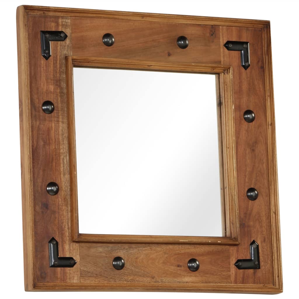 vidaXL Lustro z ramą z litego drewna akacjowego, 50 x 50 cm