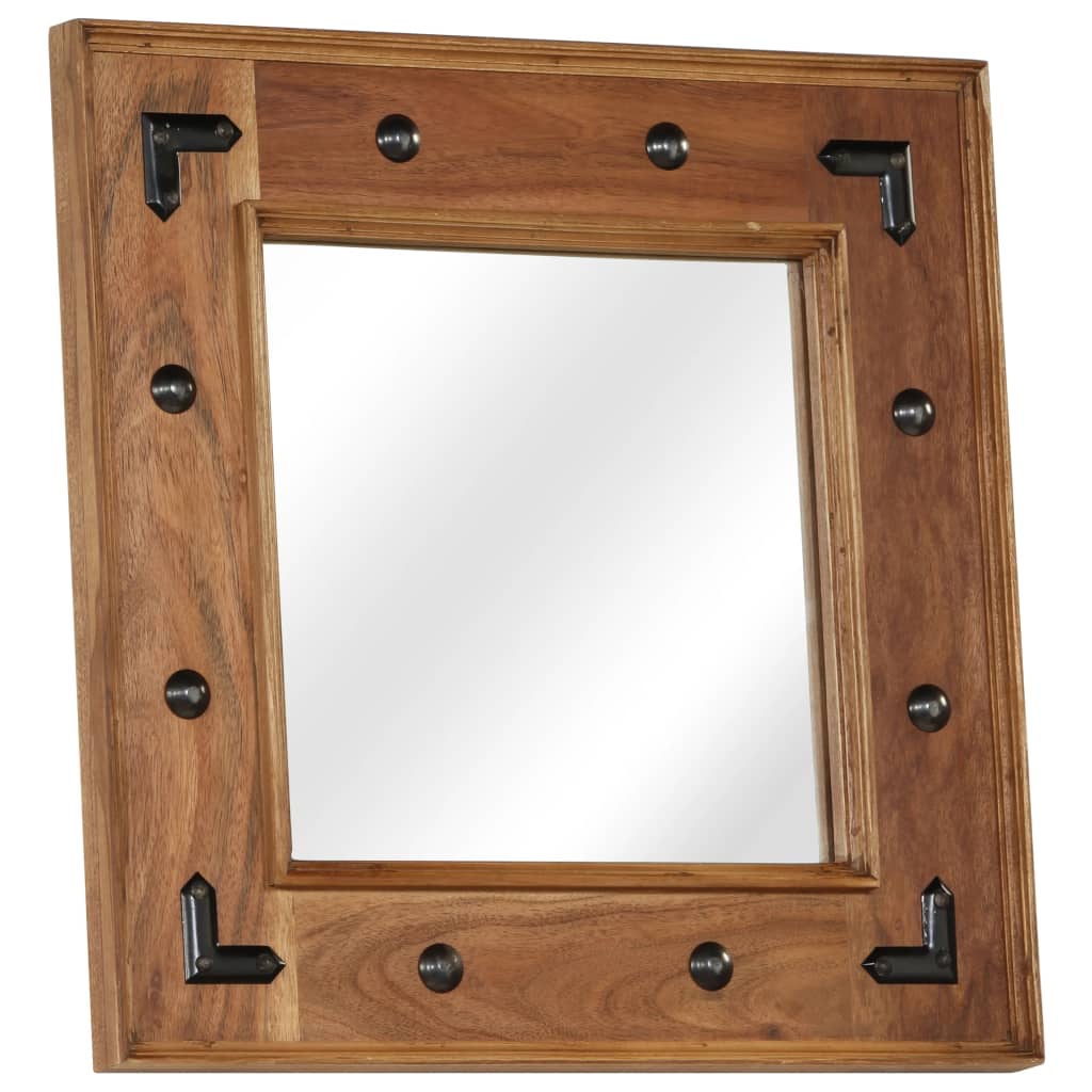 vidaXL Lustro z ramą z litego drewna akacjowego, 50 x 50 cm