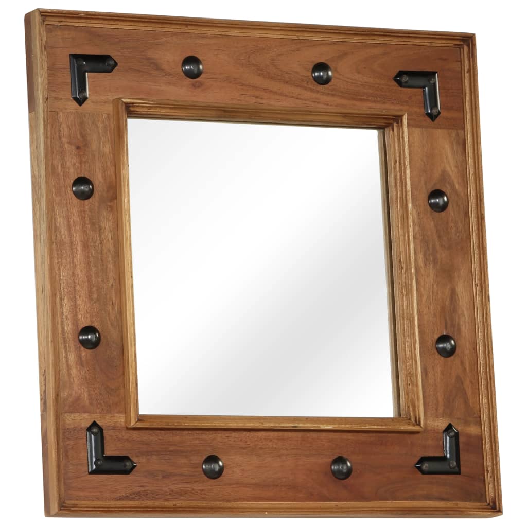 vidaXL Lustro z ramą z litego drewna akacjowego, 50 x 50 cm