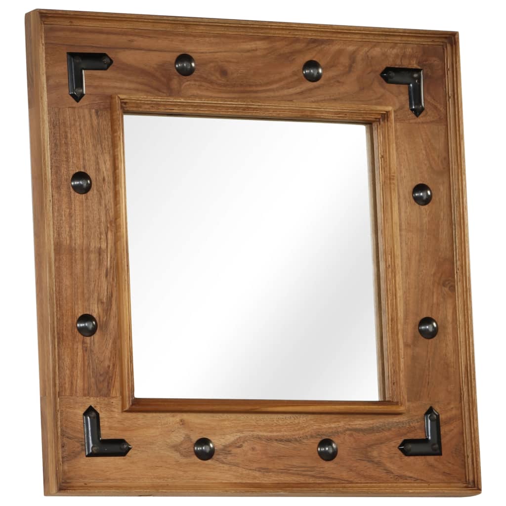 vidaXL Lustro z ramą z litego drewna akacjowego, 50 x 50 cm