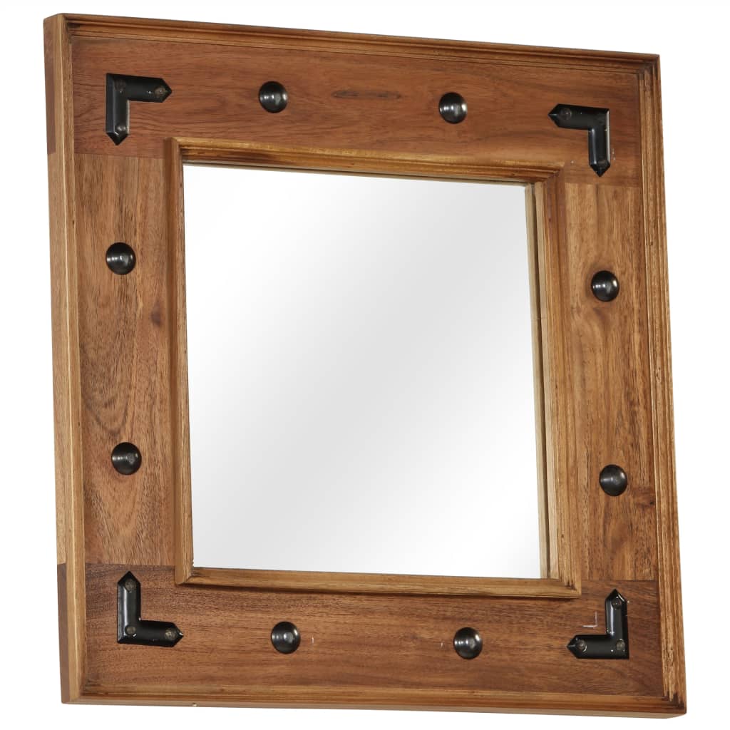 vidaXL Lustro z ramą z litego drewna akacjowego, 50 x 50 cm
