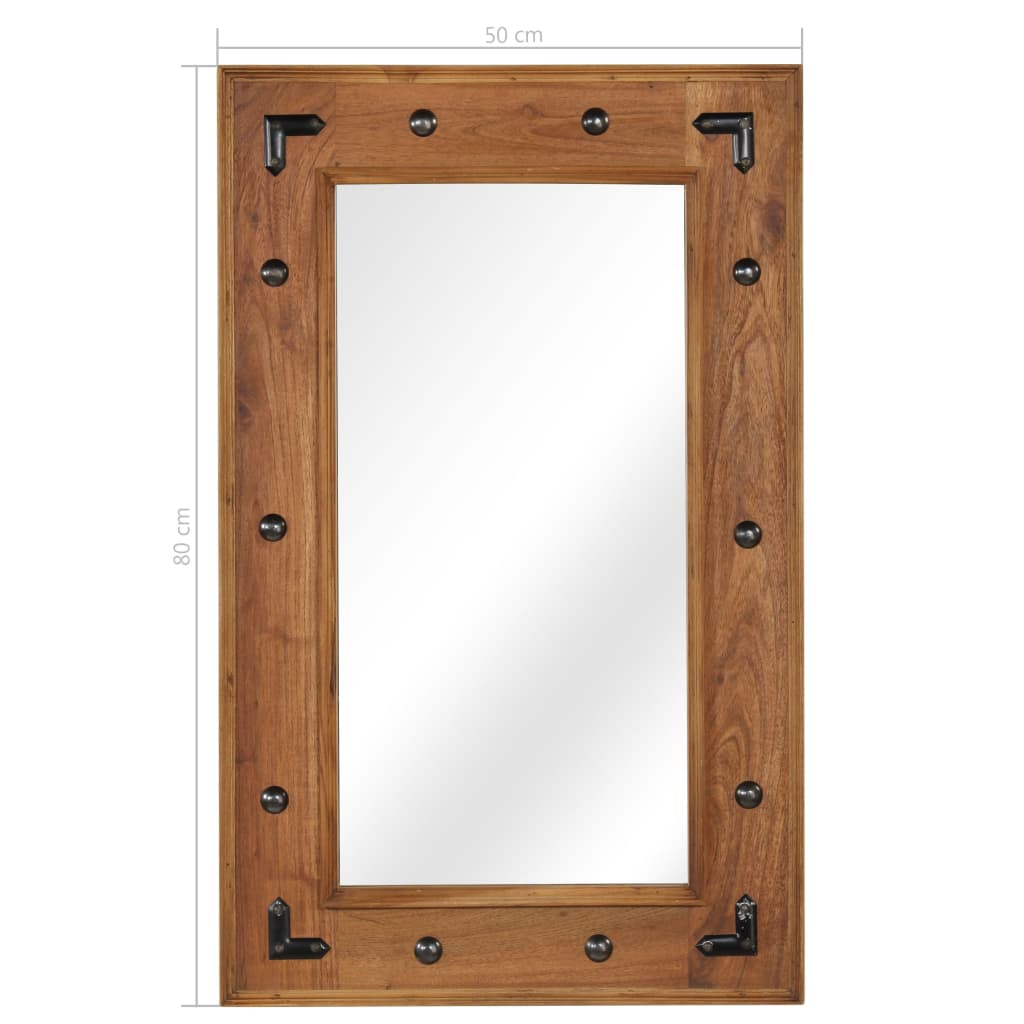 vidaXL Lustro z ramą z litego drewna akacjowego, 50 x 80 cm