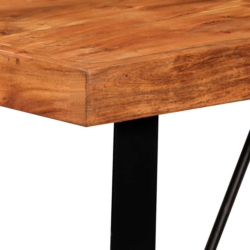 vidaXL Zestaw 5 mebli barowych, lite drewno akacjowe, skóra i płótno