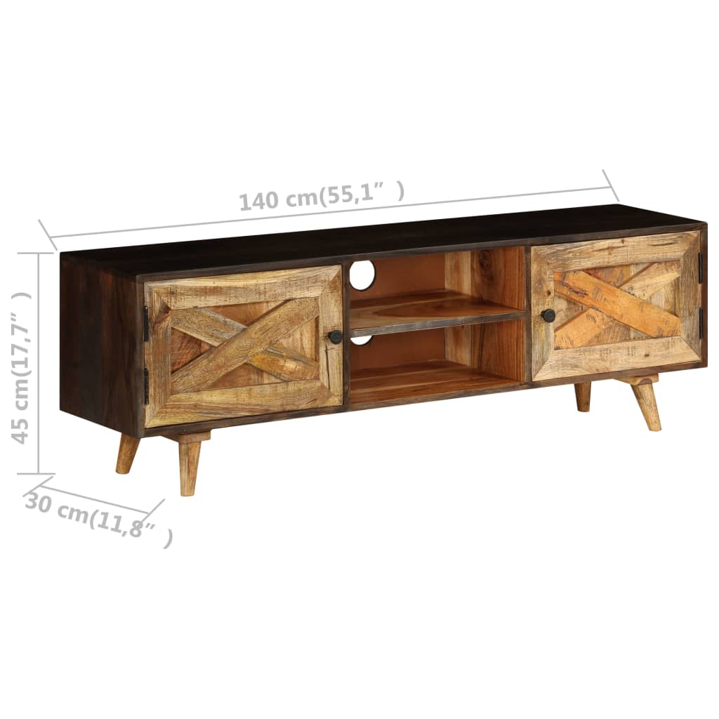 vidaXL Szafka pod telewizor, lite drewno mango, 140 x 30 x 45 cm