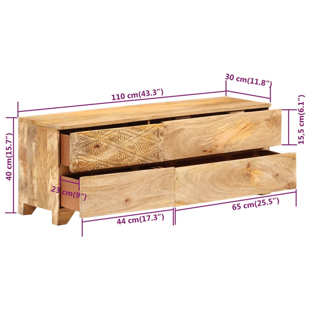 vidaXL Szafka pod telewizor, lite drewno mango, 110x30x40 cm