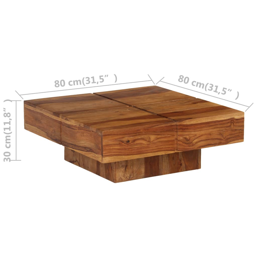 vidaXL Stolik kawowy, 80x80x30 cm, lite drewno akacjowe