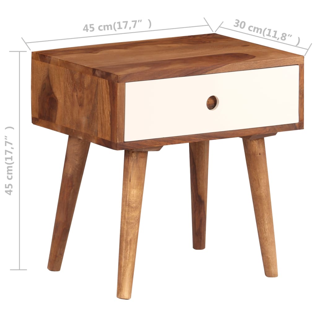 vidaXL Stolik nocny, lite drewno akacjowe, 45 x 30 x 45 cm