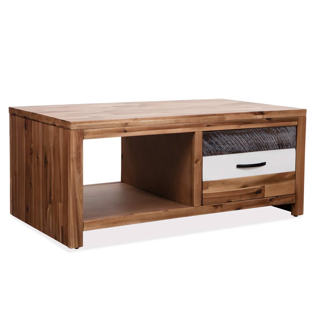 vidaXL Stolik kawowy z litego drewna akacjowego, 90x50x37,5 cm
