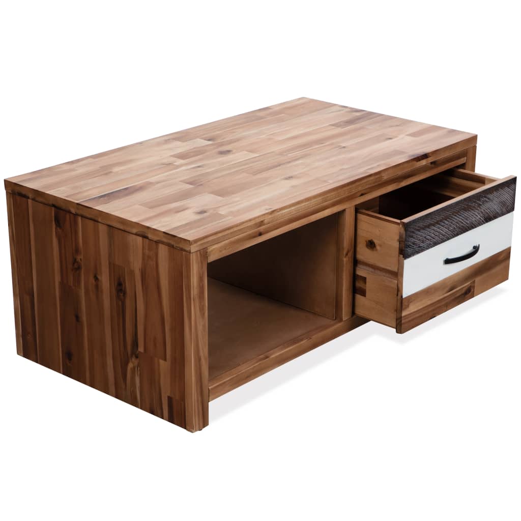 vidaXL Stolik kawowy z litego drewna akacjowego, 90x50x37,5 cm