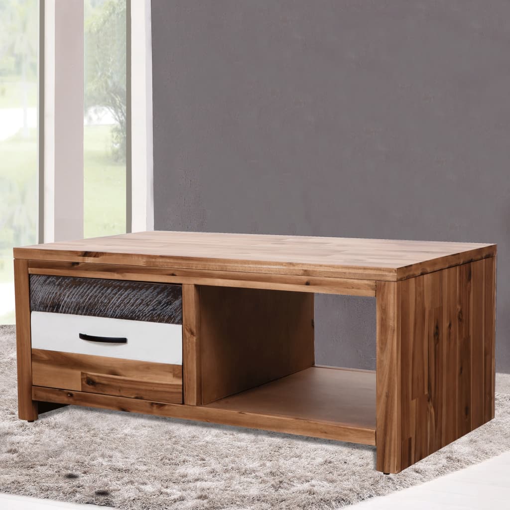 vidaXL Stolik kawowy z litego drewna akacjowego, 90x50x37,5 cm