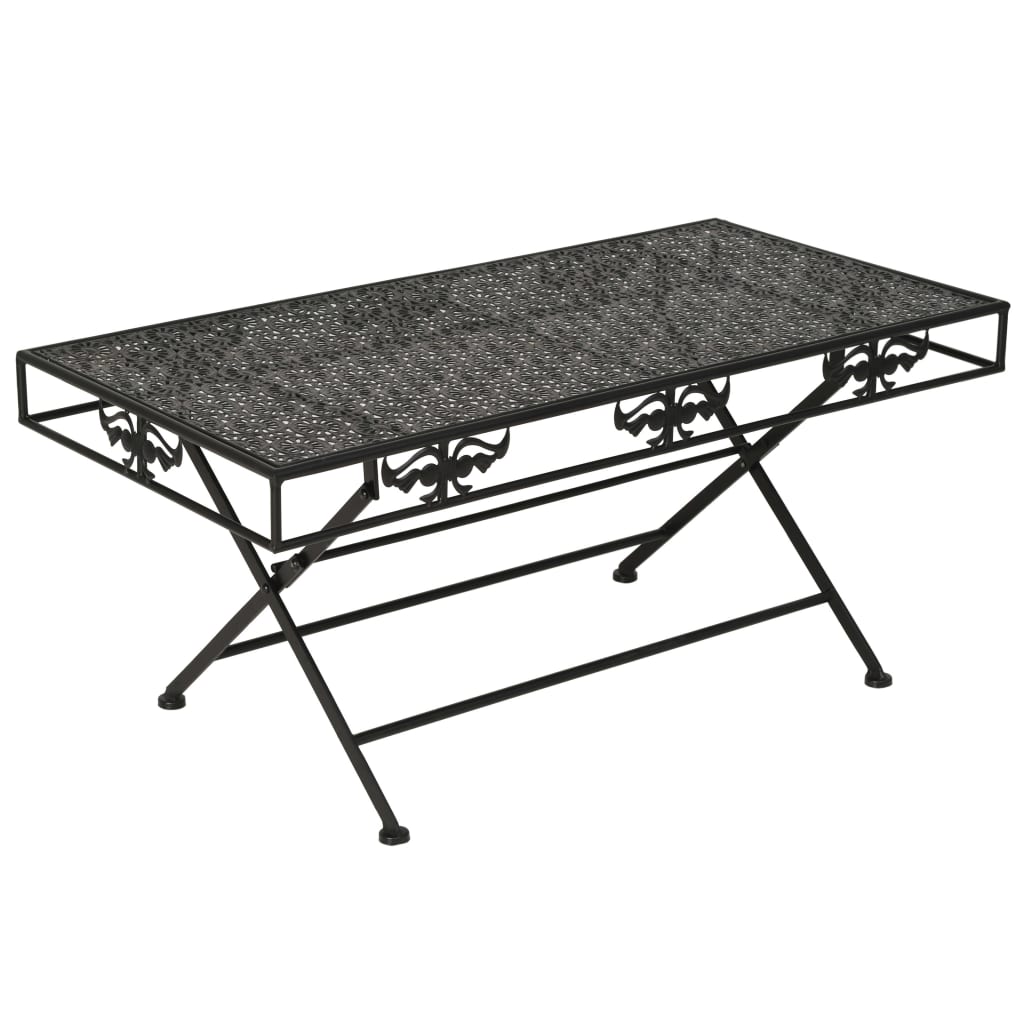 vidaXL Składany stolik kawowy vintage, metalowy, 100x50x45 cm, czarny