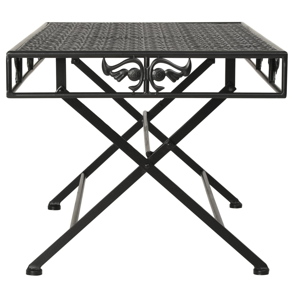 vidaXL Składany stolik kawowy vintage, metalowy, 100x50x45 cm, czarny