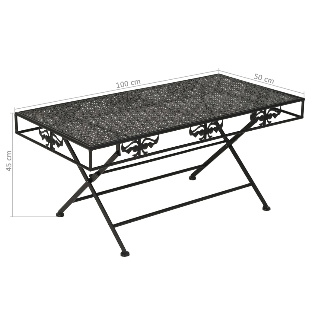 vidaXL Składany stolik kawowy vintage, metalowy, 100x50x45 cm, czarny
