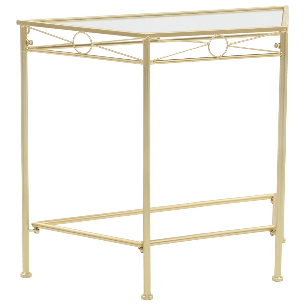 vidaXL Stolik boczny w stylu vintage, metalowy, 87 x 34 x 73 cm, złoty