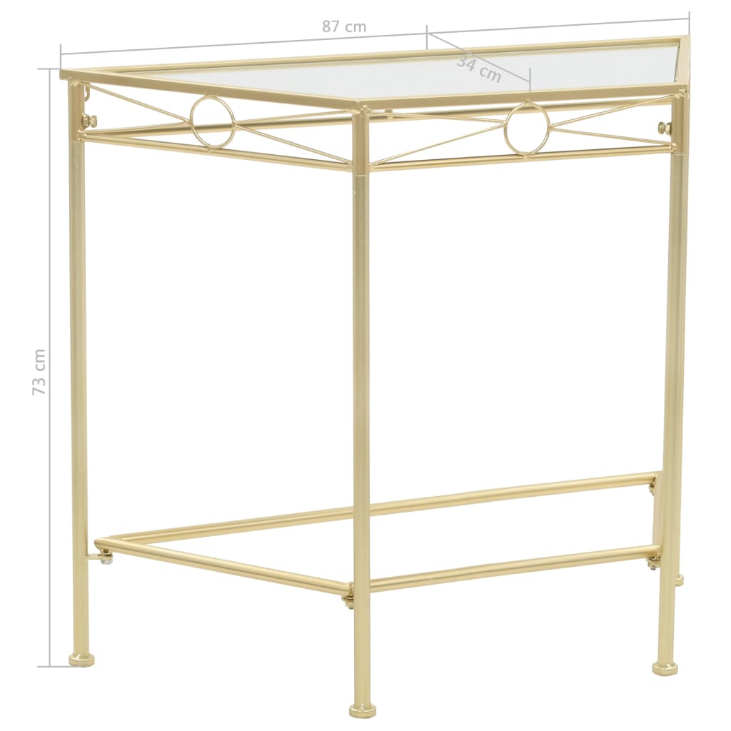 vidaXL Stolik boczny w stylu vintage, metalowy, 87 x 34 x 73 cm, złoty