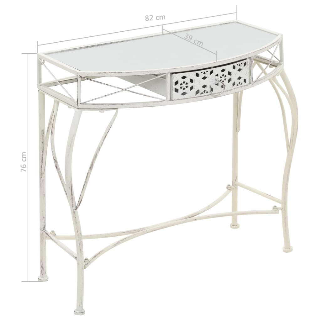 vidaXL Stolik boczny w stylu francuskim, metalowy, 82x39x76 cm, biały