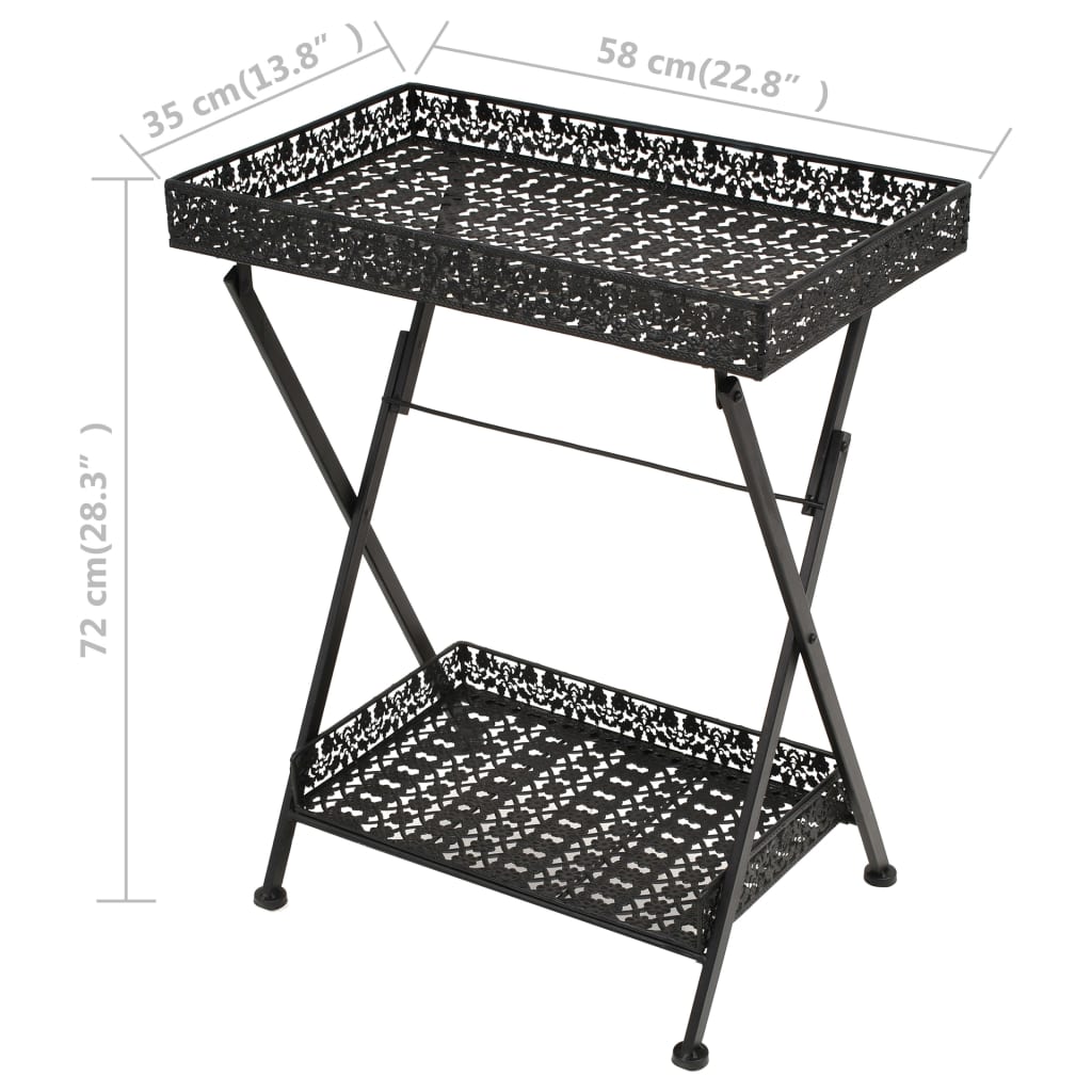 vidaXL Składany stolik w stylu vintage, metalowy, 58x35x72, czarny