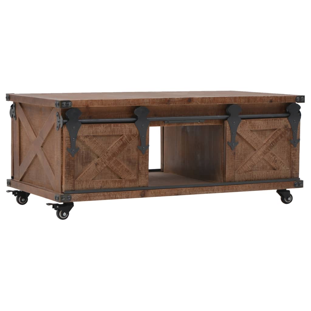 vidaXL Stolik kawowy z litego drewno jodłowego, 91x51x38 cm, brązowy