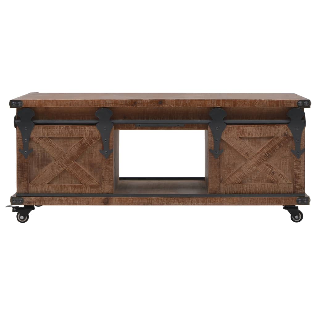 vidaXL Stolik kawowy z litego drewno jodłowego, 91x51x38 cm, brązowy