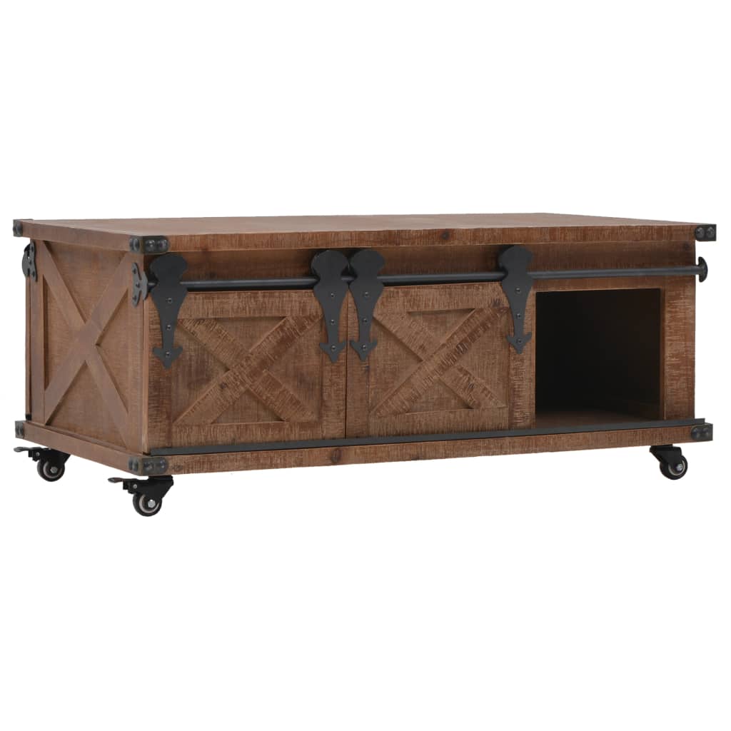 vidaXL Stolik kawowy z litego drewno jodłowego, 91x51x38 cm, brązowy