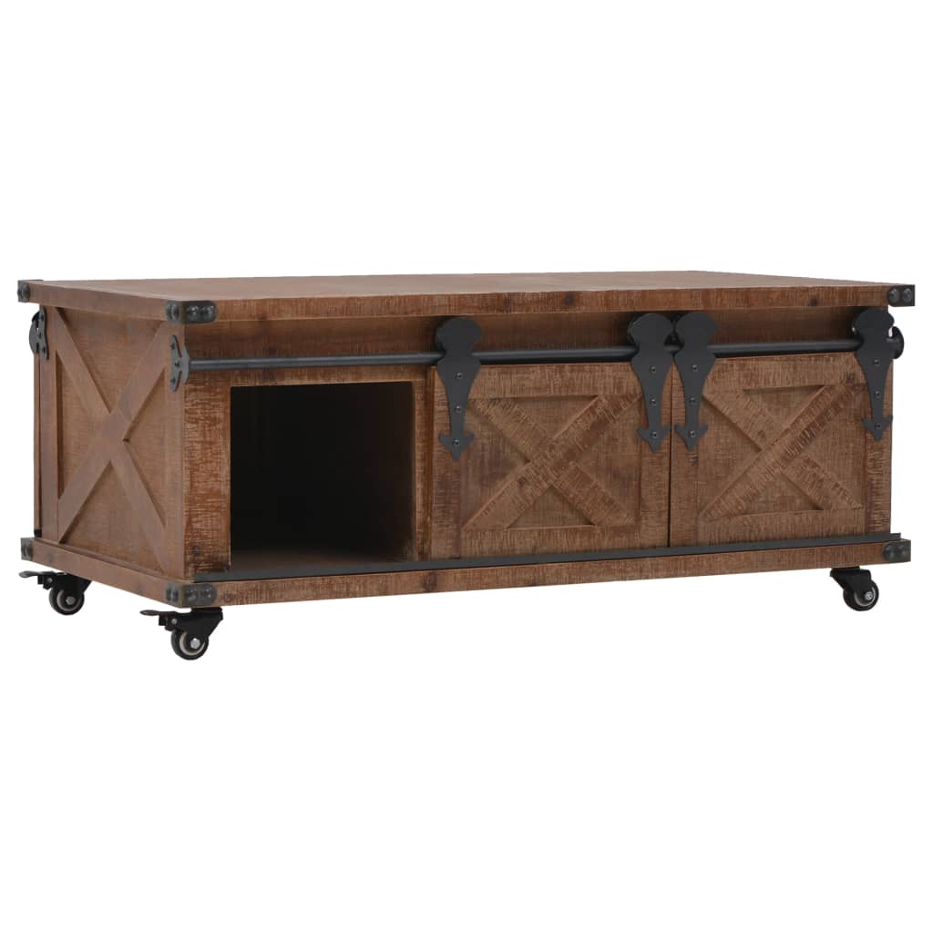 vidaXL Stolik kawowy z litego drewno jodłowego, 91x51x38 cm, brązowy