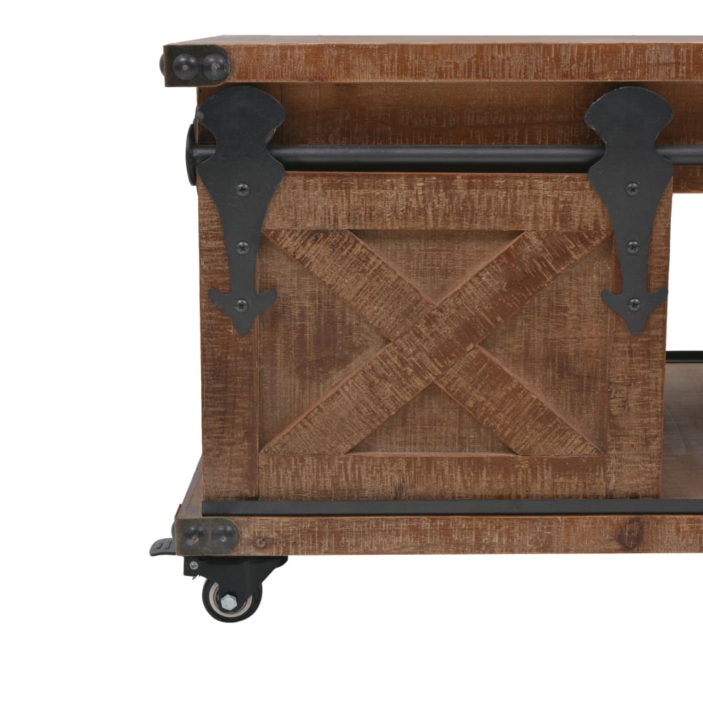 vidaXL Stolik kawowy z litego drewno jodłowego, 91x51x38 cm, brązowy