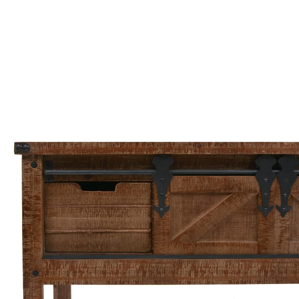 vidaXL Stolik konsola, lite drewno jodłowe, 131x35,5x75 cm, brązowy