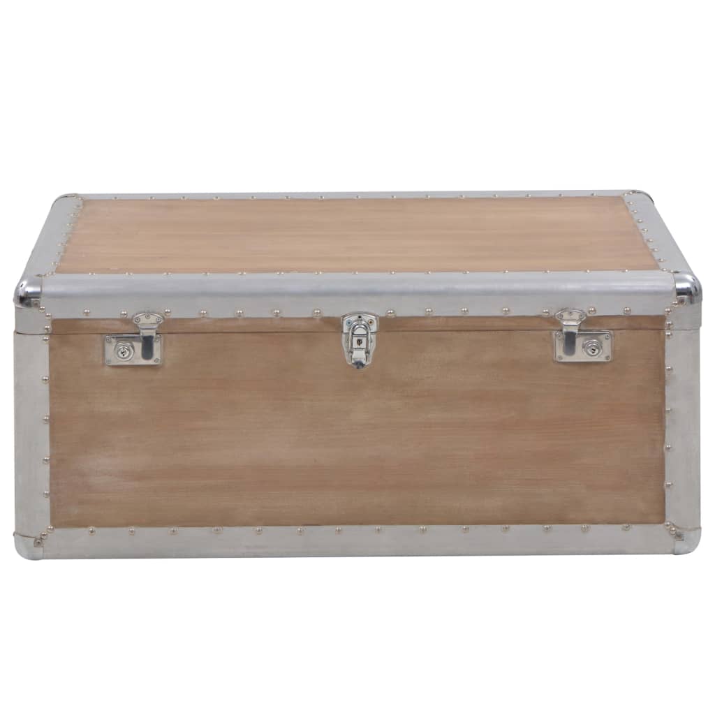 vidaXL Skrzynia z litego drewna jodłowego, 91 x 52 x 40 cm, brązowa