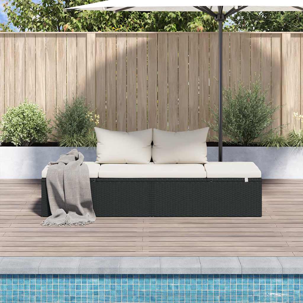 vidaXL Leżanka ogrodowa, czarna, 195 x 60 cm, rattan PE