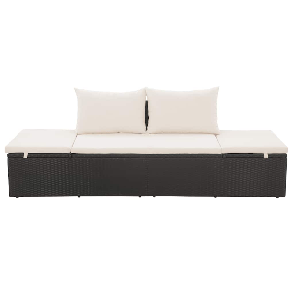vidaXL Leżanka ogrodowa, czarna, 195 x 60 cm, rattan PE