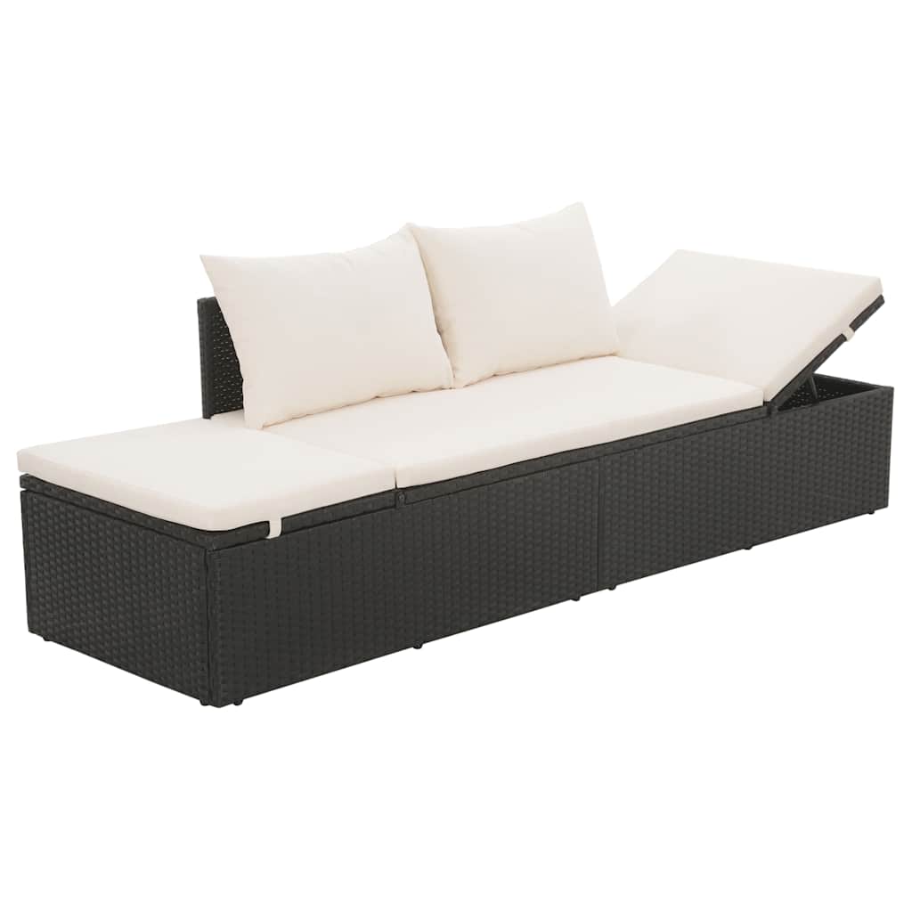 vidaXL Leżanka ogrodowa, czarna, 195 x 60 cm, rattan PE