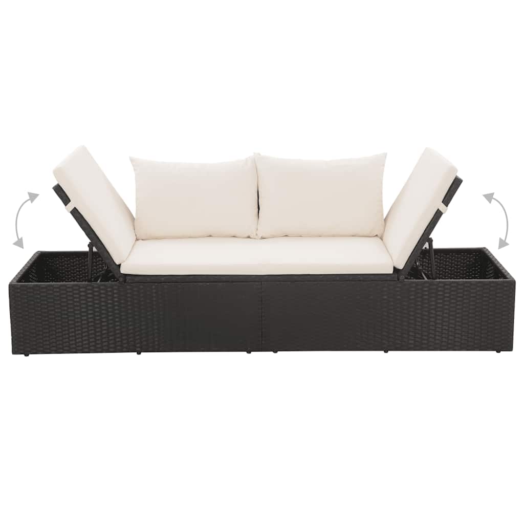 vidaXL Leżanka ogrodowa, czarna, 195 x 60 cm, rattan PE