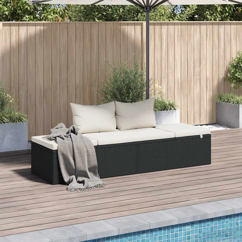 vidaXL Leżanka ogrodowa, czarna, 195 x 60 cm, rattan PE