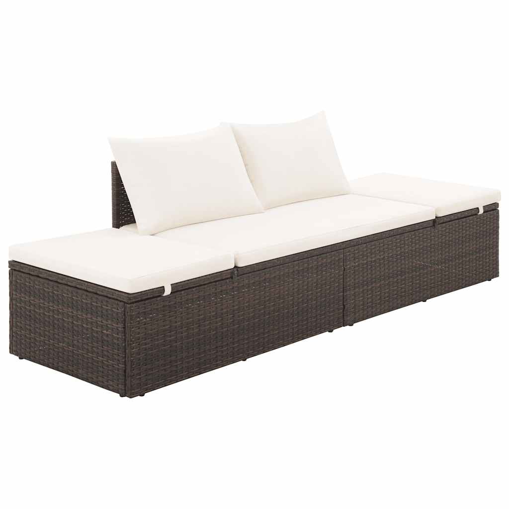 vidaXL Leżanka ogrodowa, brązowa, 195 x 60 cm, rattan PE
