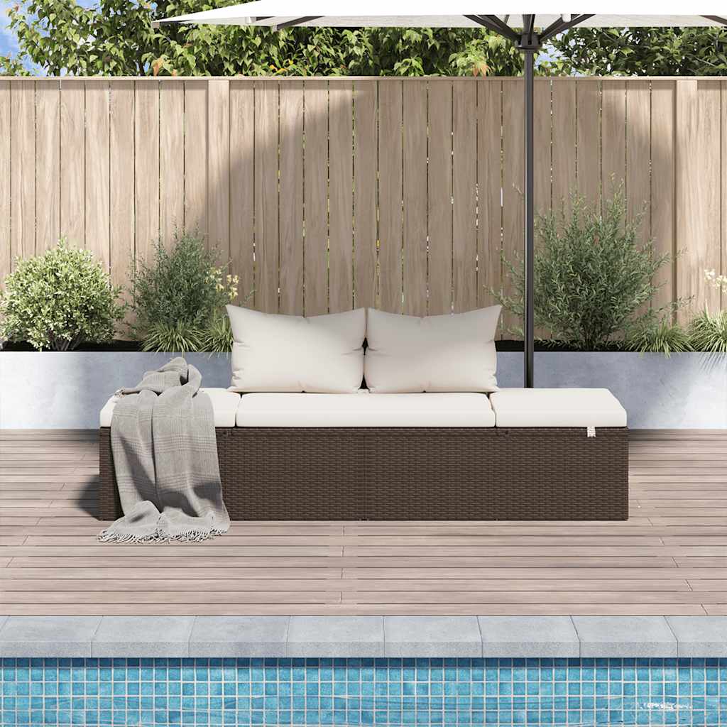 vidaXL Leżanka ogrodowa, brązowa, 195 x 60 cm, rattan PE