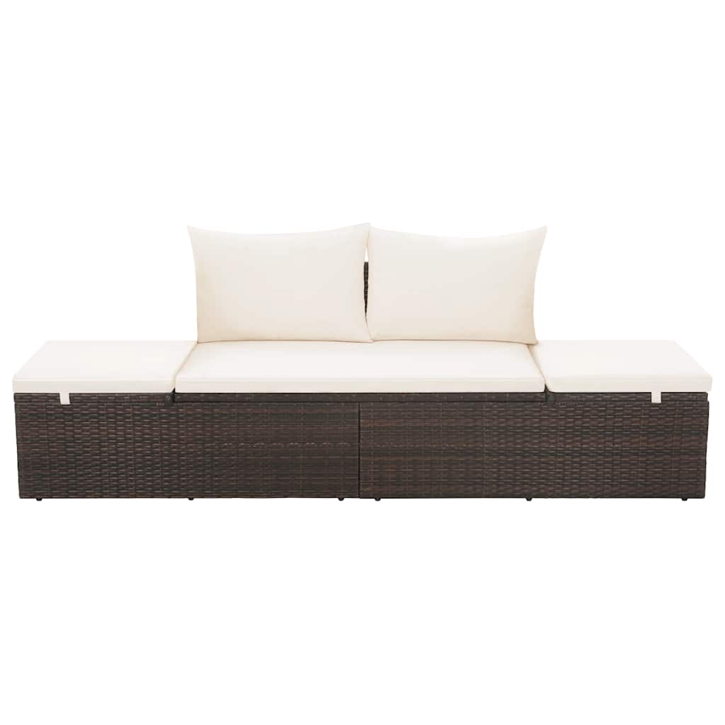 vidaXL Leżanka ogrodowa, brązowa, 195 x 60 cm, rattan PE