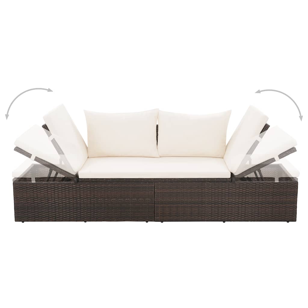 vidaXL Leżanka ogrodowa, brązowa, 195 x 60 cm, rattan PE