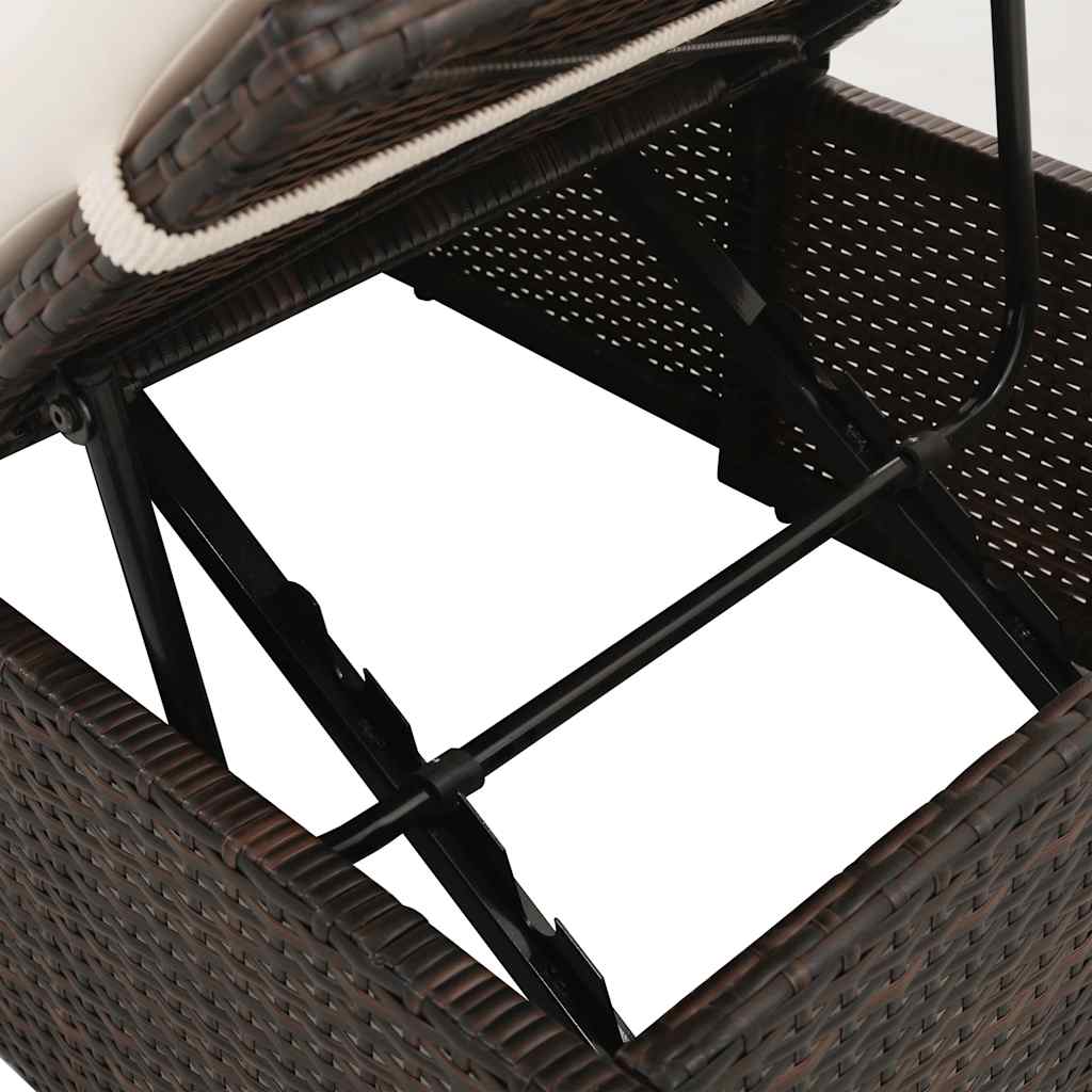 vidaXL Leżanka ogrodowa, brązowa, 195 x 60 cm, rattan PE