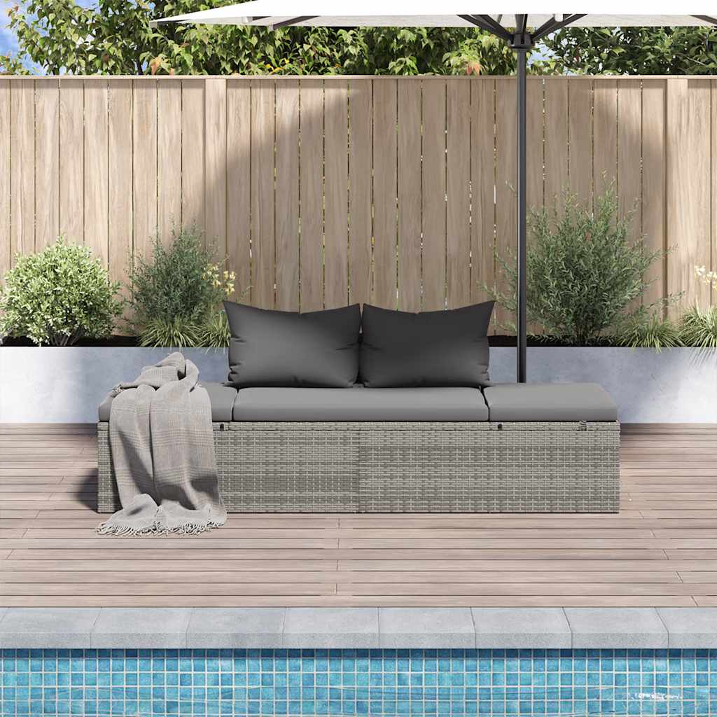vidaXL Leżanka ogrodowa, szara, 195 x 60 cm, rattan PE