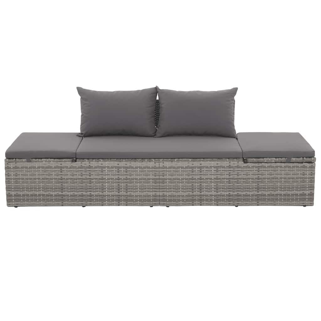 vidaXL Leżanka ogrodowa, szara, 195 x 60 cm, rattan PE