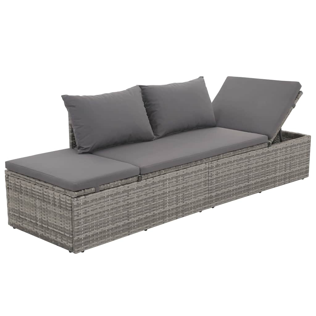 vidaXL Leżanka ogrodowa, szara, 195 x 60 cm, rattan PE