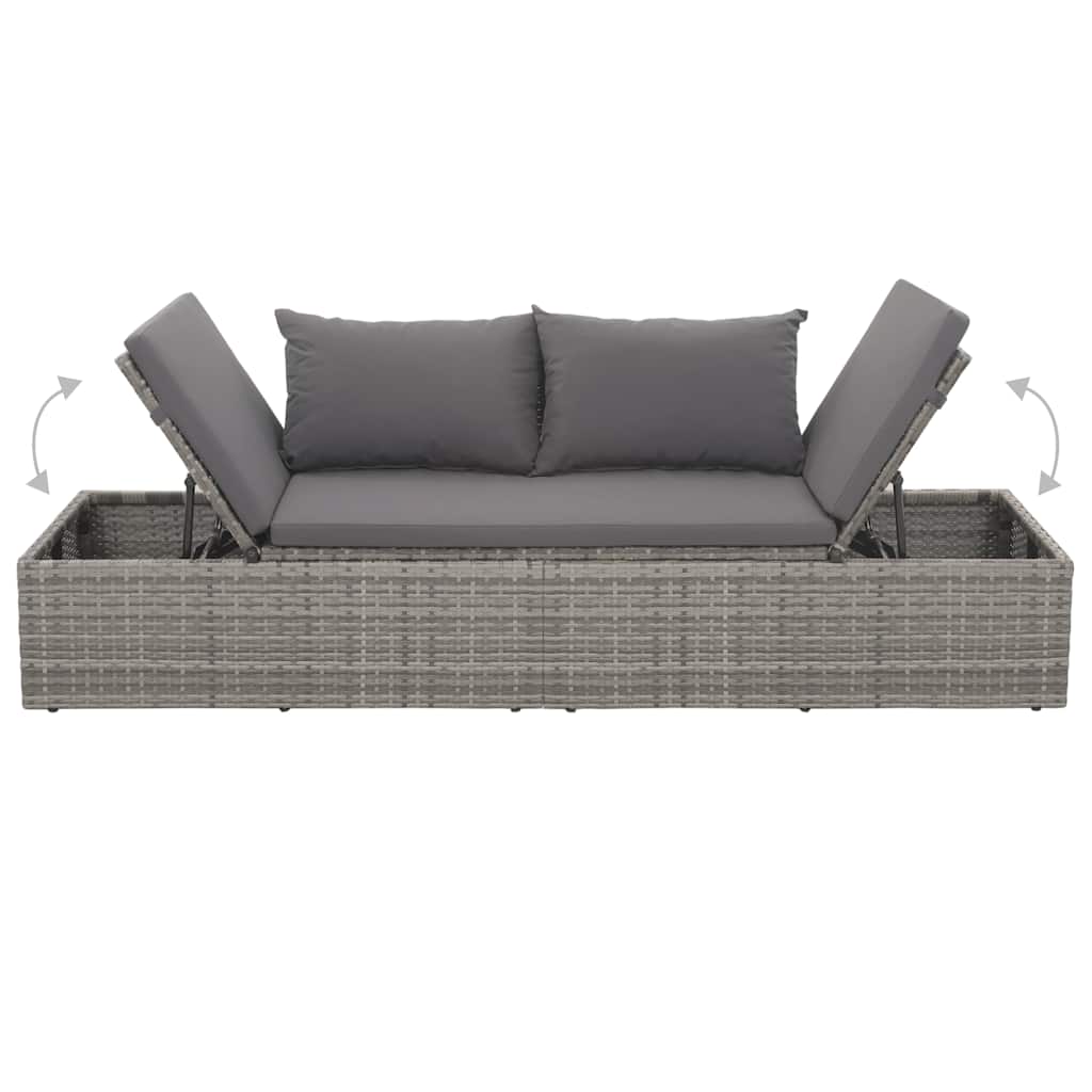 vidaXL Leżanka ogrodowa, szara, 195 x 60 cm, rattan PE