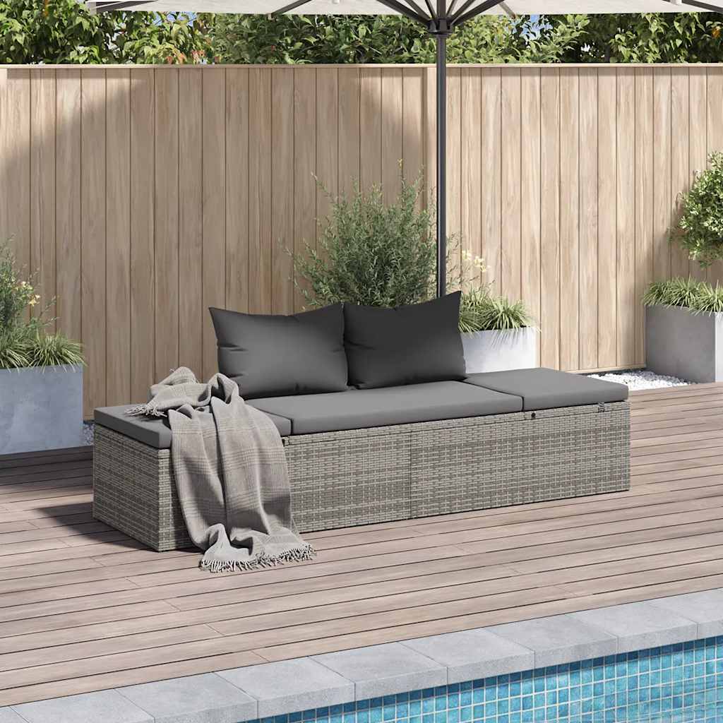 vidaXL Leżanka ogrodowa, szara, 195 x 60 cm, rattan PE