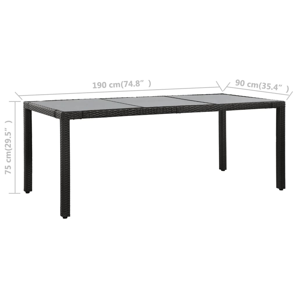 vidaXL 9-cz. zestaw mebli ogrodowych, rattan PE, czarny