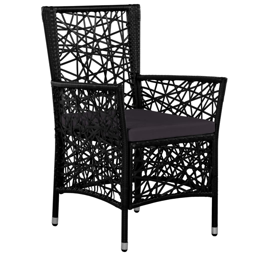 vidaXL 7-cz. zestaw mebli ogrodowych, rattan PE, czarny