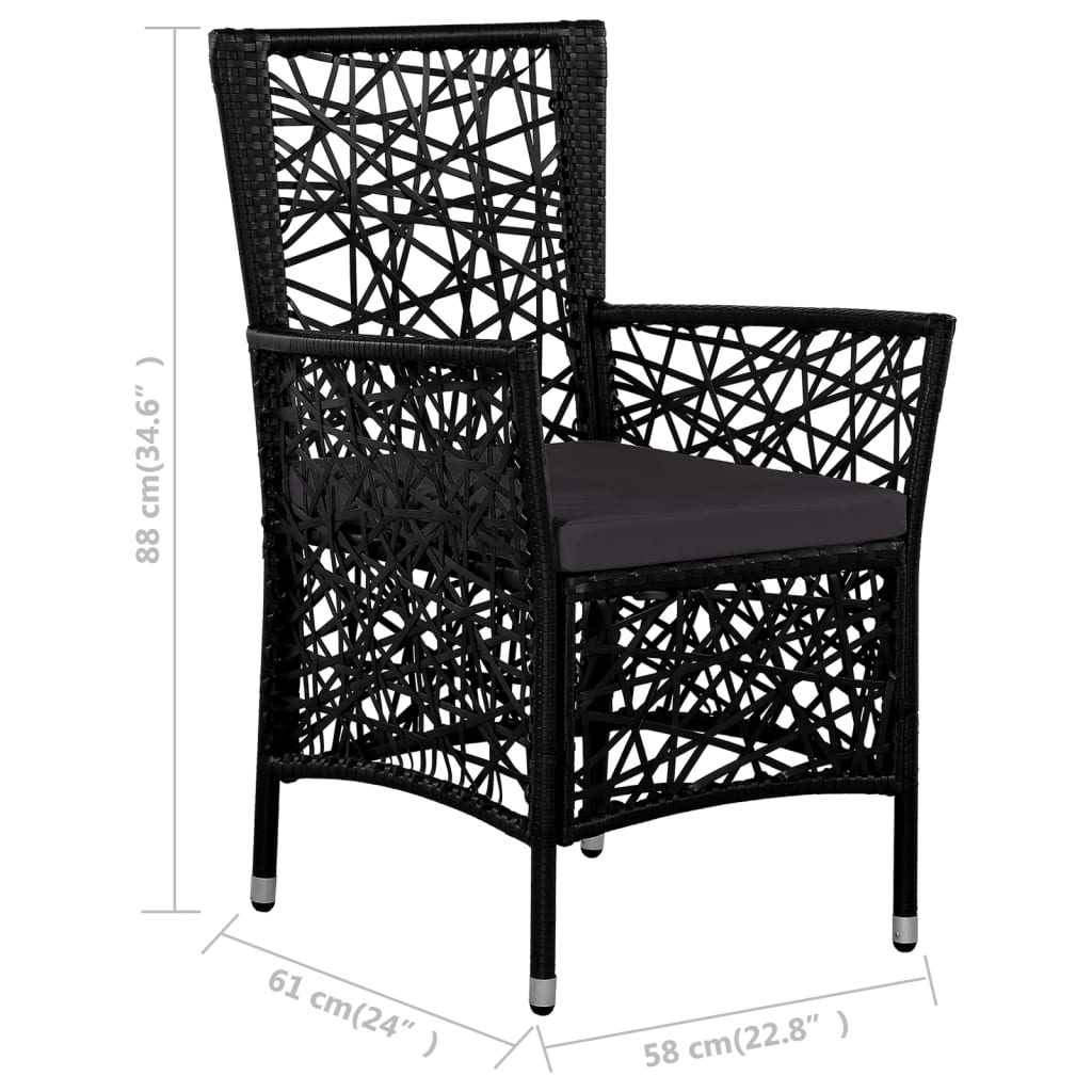 vidaXL 7-cz. zestaw mebli ogrodowych, rattan PE, czarny